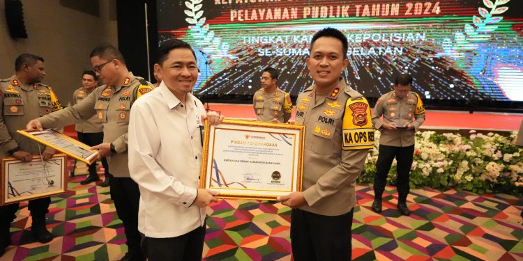 Polres Banyuasin Raih Predikat A ( Hijau ) Kualitas Tertinggi Pelayanan Publik Tahun 2024 dari Ombudsman RI