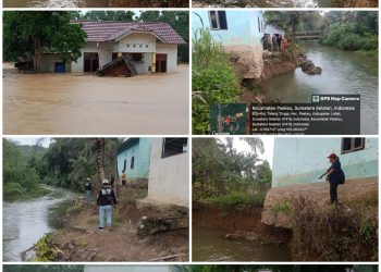 Perpustakaan Desa Talang Tinggi Kec PSEKSU Kab. Lahat Nyaris Ambruk Sepanjang Aliran Sungai Empayang Butuh Tembok Penahan