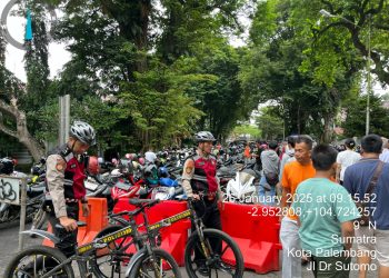Polda Sumsel Melalui Subdit Gasum Direktorat Samapta Polda Sumsel. Menggelar Kegiatan Turjawali dengan Bersepeda dan Jalan Kaki