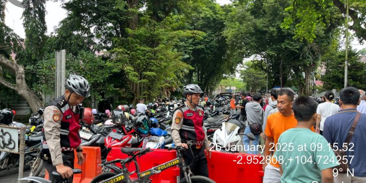 Polda Sumsel Melalui Subdit Gasum Direktorat Samapta Polda Sumsel. Menggelar Kegiatan Turjawali dengan Bersepeda dan Jalan Kaki