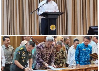 Aster Kasdam II/Sriwijaya Ikuti Rapat Penandatanganan Komitmen Bersama Serap Gabah Petani