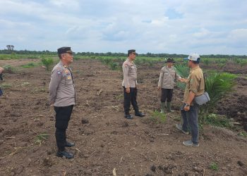 Kanit Binmas Polsek Talang Kelapa Tinjau Lahan Yang Akan Ditanami Jagung di Desa Kenten Laut