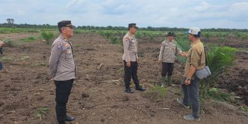 Kanit Binmas Polsek Talang Kelapa Tinjau Lahan Yang Akan Ditanami Jagung di Desa Kenten Laut
