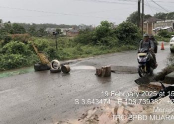 Jalan Lintas Muara Enim Amblas, BPBD Lakukan 0bservasi kaji cepat Bencana