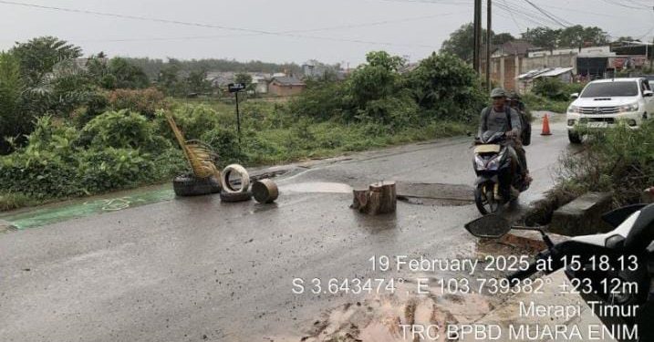 Jalan Lintas Muara Enim Amblas, BPBD Lakukan 0bservasi kaji cepat Bencana