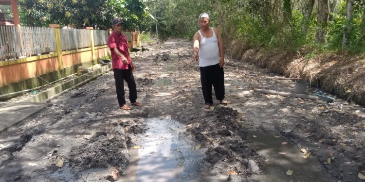 Rusak Parah akses jalan Warga Dusun II Desa Sukamenang Gelumbang Muara Enim Terisolir