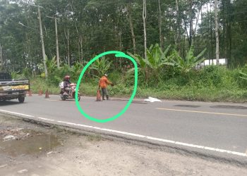 Diduga Dikerjakan Asal Jadi, Kualitas Tambal Lobang Jalan Negara Diragukan