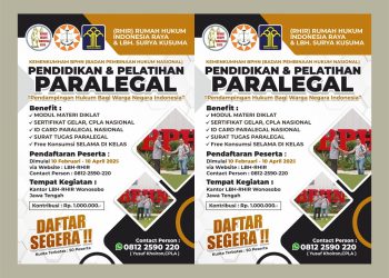 PENDAFTARAN DIKLAT PARALEGAL NASIONAL RHIR 2025 DI WONOSOBO JAWA TENGAH TELAH DIBUKA DAN AKAN DITUTUP 10 APRIL 2025