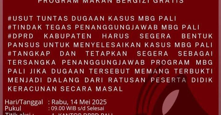 Ratusan Siswa Diduga Keracunan MBG, Aliansi Pemuda Pali Siap Gelar Aksi Demo Tuntutan