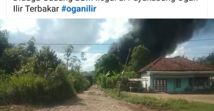 Beredar Vidio Diduga Gudang BBM Ilegal Terbakar di Payakabung Ogan Ilir