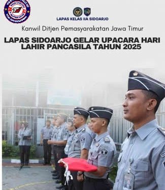 Lapas Kelas IIA Sidoarjo Gelar Upacara Peringatan Hari Lahir Pancasila Tahun 2025