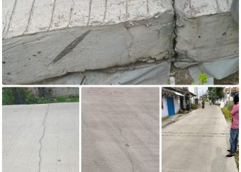 Cor Benton Jalan. Sastradikarta Diduga Gagal Kontruksi, Aktivis Cilegon Minta Segera Cor Beton Dibongkar