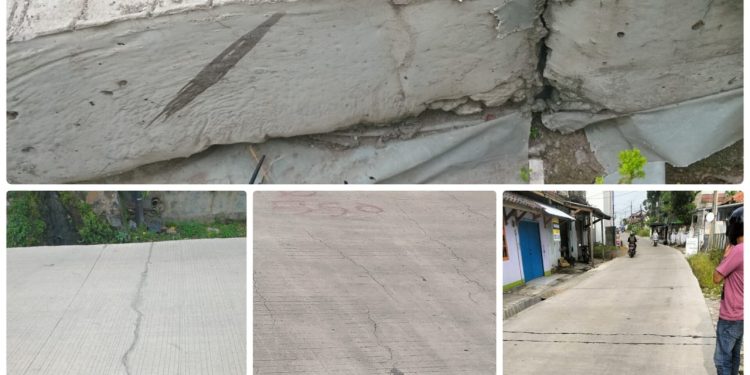 Cor Benton Jalan. Sastradikarta Diduga Gagal Kontruksi, Aktivis Cilegon Minta Segera Cor Beton Dibongkar