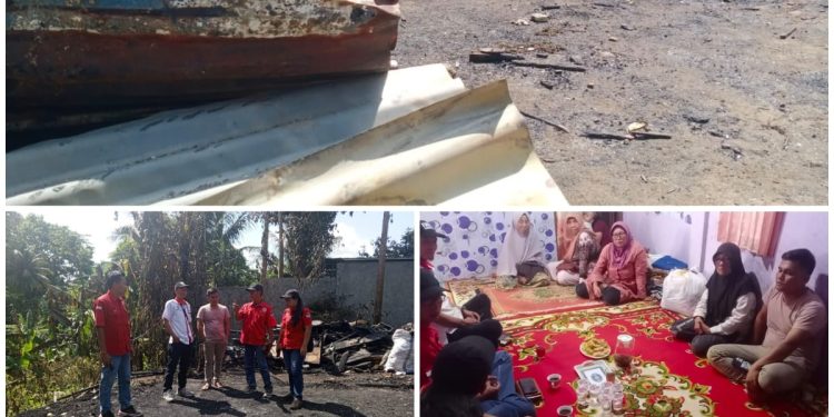 Dpd IWO I Kab. Lahat Didampingi Sekretaris DPD IWO I Kota Pagar Alam Sambangi Korban Kebakaran Orang Tua Johanes Anggota IWOI Kab Lahat
