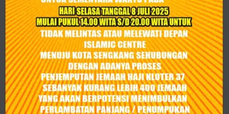 Rekayasa Lalu Lintas Diberlakukan Sambut Jemaah Haji Asal Kabupaten Wajo