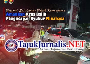 Dini Hari Tetap Siaga! Sat Lantas Polsek Kawangkoan Amankan Arus Balik Pengucapan Syukur Minahasa