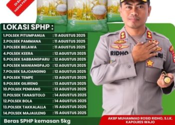 Warga Antusias Datangi Lokasi Pasar Murah di Mapolsek Pitumpanaua, Pammana dan Belawa
