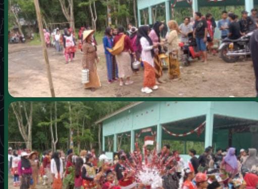 Peserta Karnaval Dirgahayu Indonesia di desa midar kecamatan Gelumbang di HUT RI Ke-80 Semarah dan Semangat