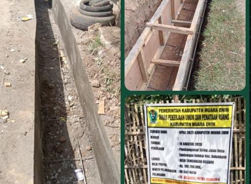 Diduga Kejar Untung Besar, Proyek Drainase Di Desa Tambangan Kelekar Diduga di Kerjakan asal jadi !