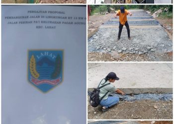 Pembangunan Jalan Cor Beton Pesirah Pai RT 13 Pagar Agung Lahat APBD TA 2025 Hapril Jumata Komplin Dibangun Di jalan Merdeka Gang Garuda