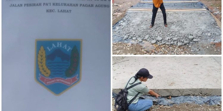 Pembangunan Jalan Cor Beton Pesirah Pai RT 13 Pagar Agung Lahat APBD TA 2025 Hapril Jumata Komplin Dibangun Di jalan Merdeka Gang Garuda