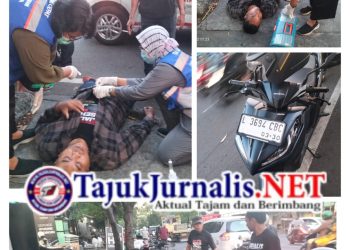 Akibat Trobos Lampu Merah Pengendara Motor Asal Pasuruan Tabrak Seorang Jurnalis di Surabaya