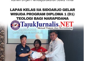 Lapas Kelas IIA Sidoarjo Gelar Wisuda Program Diploma 1 (D1) Teologi bagi Narapidana