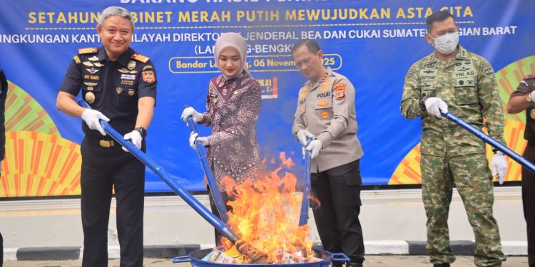 Puluhan Juta Batang Rokok Dan Ribuan Liter Miras Dimusnahkan, Polda Lampung Dan Beacukai Sinergi Berantas Barang Ilegal