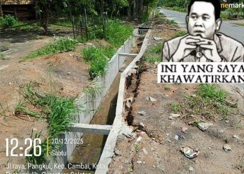 Baru 10 Hari Di Bangun , Siring Desa Pangkul Prabu mulih Ambruk !!, Kualitas Asal-Asalan, Diduga Mar’Uf Anggaran Dana Desa .