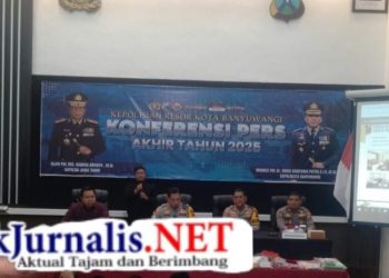 Konferensi Pers Akhir Tahun 2025, Polresta Banyuwangi Catat Kenaikan Laporan 16 Persen, Penyelesaian Kasus Melonjak 23 Persen