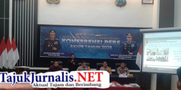 Konferensi Pers Akhir Tahun 2025, Polresta Banyuwangi Catat Kenaikan Laporan 16 Persen, Penyelesaian Kasus Melonjak 23 Persen