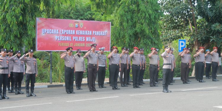 Upacara Kenaikan Pangkat Digelar Polres Wajo, Kapolres: Jabatan Adalah Amanah dan Tanggung Jawab