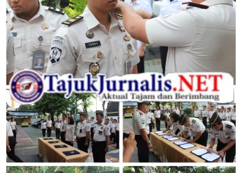 Lapas Klas IIA Sidoarjo Menggelar Apel Pagi Dirangkaikan Dengan Penandatanganan Perjanjian Kinerja Serta Penyematan Tanda Kenaikan Pangkat