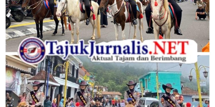 Layanan Keamanan, Polwan Polres Magetan Patroli Berkuda di Wisata Sarangan