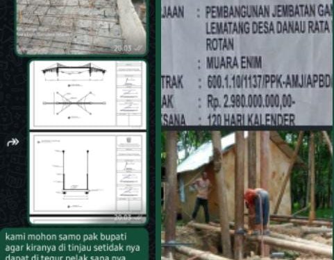 Viral, Proyek Jembatan Gantung hampir Rp 3 Miliar di Danau Rata Disorot, Diduga Pondasi Dangkal Picu Keselamatan dan Tuntutan Audit Terbuka