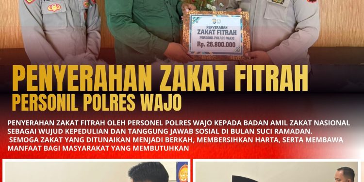 Bersama Badan Amil Zakat Nasional (Baznas), Polres Wajo Salurkan Zakat untuk Masyarakat