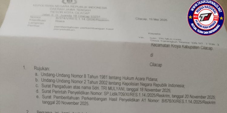 Laporan TM terhadap 3 orang dugaan Pencemaran nama baik ke Polresta Cilacap tinggal meminta keterangan SW dan Ahli Bahasa