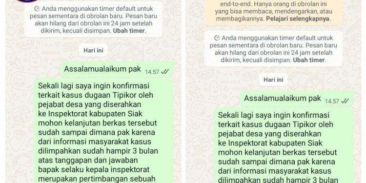 Bungkam Seribu Bahasa, 3 Bulan Audit Tipikor Tasik Serai Timur, Kepala Inspektorat Bengkalis Tutup Mulut.