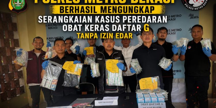 Satresnarkoba Polres Metro Bekasi Ungkap Peredaran Obat Keras Daftar G Tanpa Izin, Amankan 14 Tersangka dan Puluhan Ribu Butir Obat