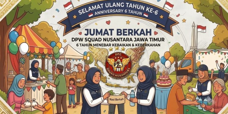 Enam Tahun Gerakan Jumat Berkah, DPW Squad Nusantara Jawa Timur Ajak Masyarakat Perkuat Kepedulian Melalui Donasi Anniversary Ke-6