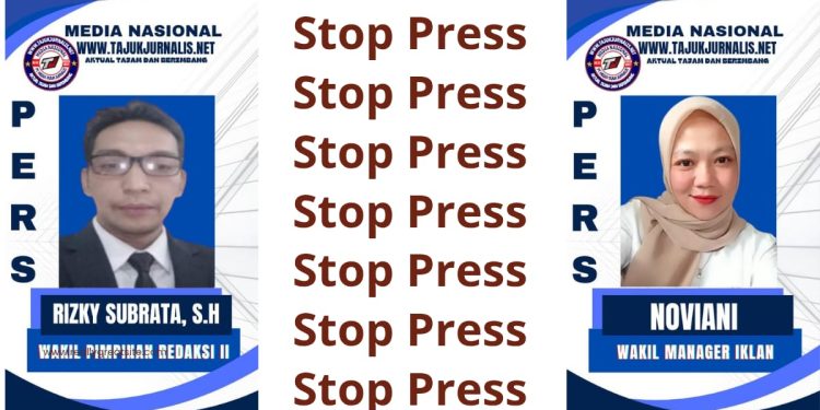 Stop Press: Pengumuman Resmi Pemberhentian Rizky Subrata, S.H. dan Noviani dari Media Tajuk Jurnalis