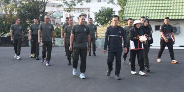 Danrem 044/Gapo Ikuti Olahraga bersama Pangdam II/Swj, perkuat soliditas jajaran