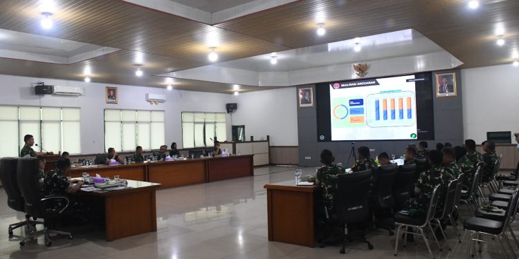 Danrem 044/Gapo Pimpin Rapat Evaluasi Program Kerja dan Anggaran Semester I TA 2026