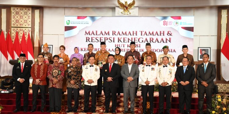 Danrem 044/Gapo Bersama Forkopimda Sumsel Hadiri Resepsi Kenegaraan HUT ke-81 RI