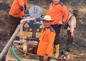 Polisi Bersama MPA Padamkan Karhutla di Desa Sungai Pinang, Api Berhasil Dikendalikan