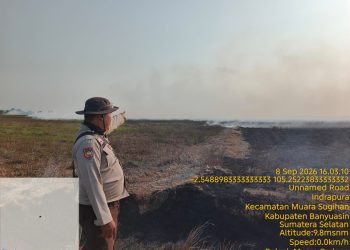 Polsek Muara Padang Ground Check Hotspot di Indrapura, Lahan Terbakar Capai 10 Hektare