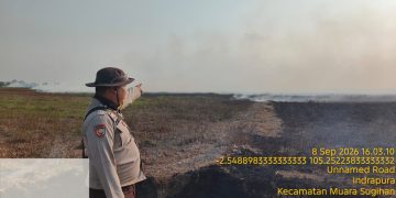 Polsek Muara Padang Ground Check Hotspot di Indrapura, Lahan Terbakar Capai 10 Hektare