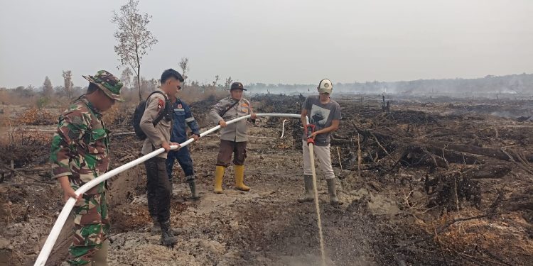 Polsek Tungkal Ilir Ground Check Hotspot di Teluk Tenggulang, Situasi Terkendali